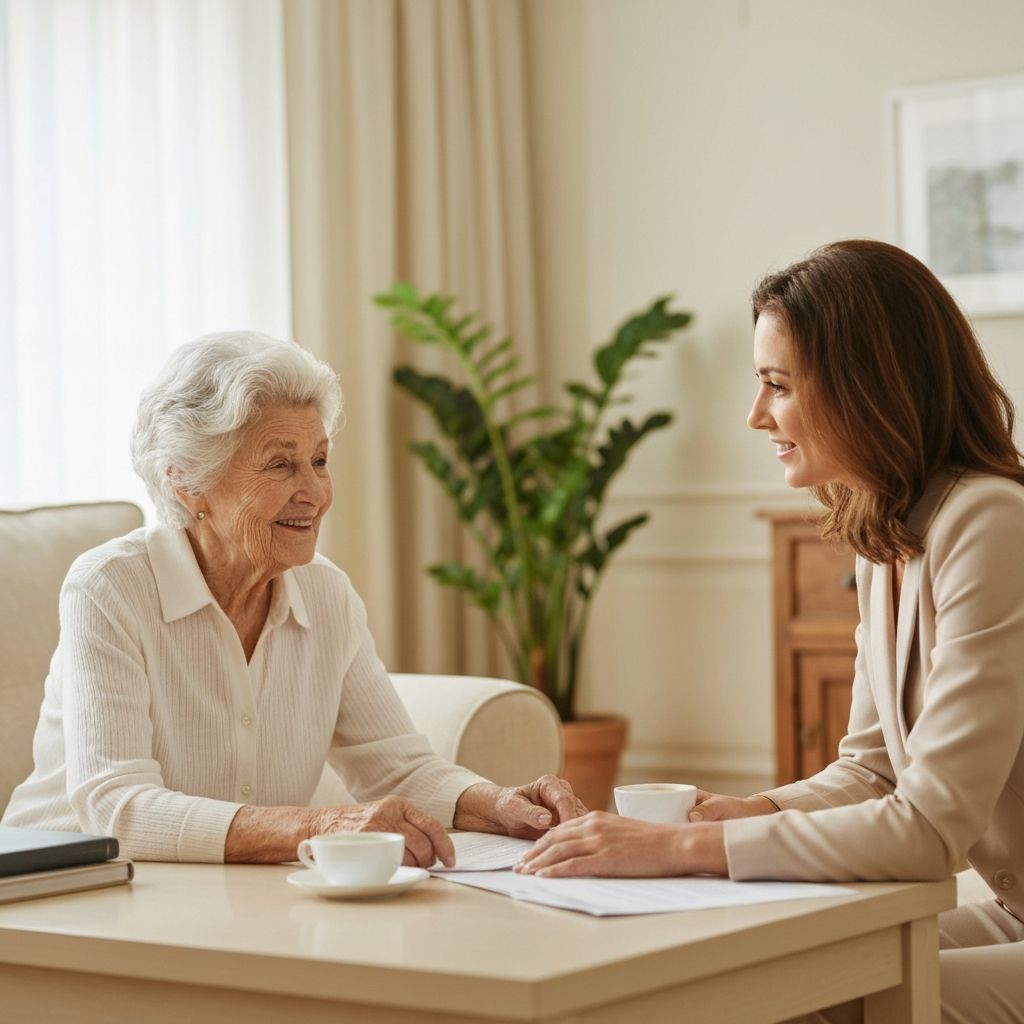 An older adult sharing coffee and conversation